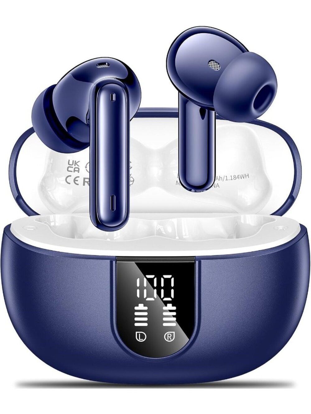 Wireless Dark Blue HiFi Stereo Noise Canceling 42Hs Playtime Bluetooth Earbud
